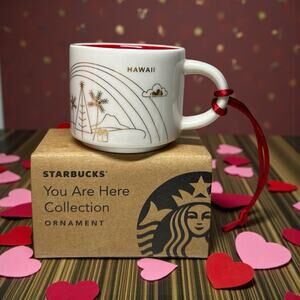 NWT Starbucks Hawaii You Are Here Demitasse Ornament White Gold w Box